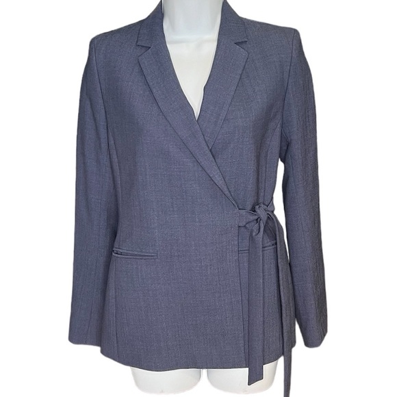 Banana Republic women’s blue wool front tie notched lapel blazer jacket size 2 - Picture 4 of 10